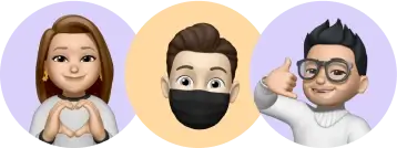 Three social media avatars in overlapping circles.
