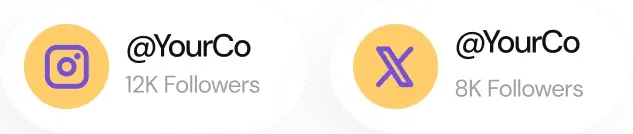 Two social media pills, one for Instagram and the other for X.